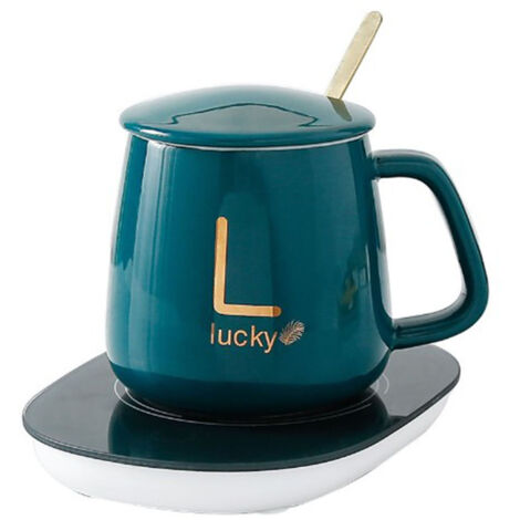 Ensemble de chauffe-tasses à café en céramique antidéflagrantes, comprenant un élément chauffant à température constante de 55℃, adapté à une utilisation à domicile et à l'école, capacité de 380 ml. (1/5)