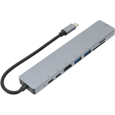 Station d'accueil USB-C 8 en 1, station d'accueil multifonctionnelle Type-C vers RJ45 USB 3.0 USB-C avec interface multimédia haute définition, adaptée aux ordinateurs de bureau et portables.