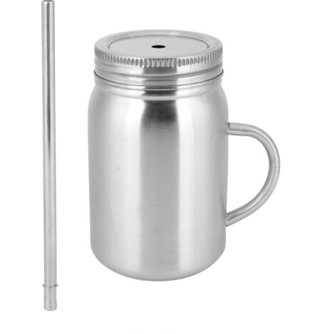 Bouteille d'eau isotherme portable de 500 ml en acier inoxydable à double paroi avec poignée (1/5)