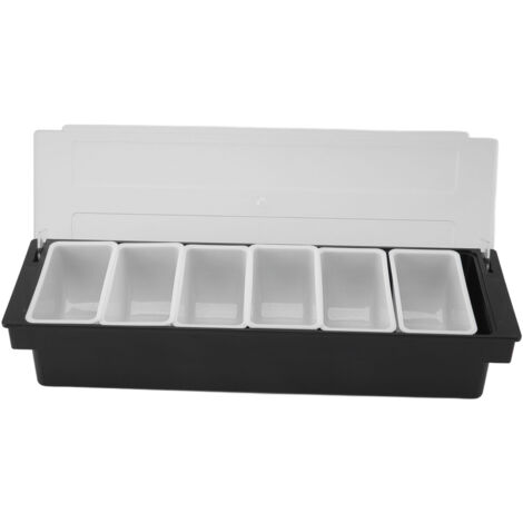 Boîte de rangement pour condiments en plastique résistant, avec couvercle transparent et compartiments amovibles. Boîte multifonctionnelle pour fruits et légumes, idéale pour un comptoir de bar, et co (1/5)