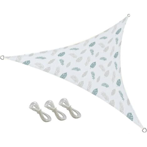 Voile d'ombrage triangulaire de 6,6 x 6,6 x 6,6 pieds avec 3 cordes, adaptée aux jardins extérieurs, patios, fêtes, cours, campings et autres lieux. (1/5)