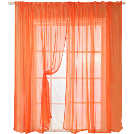 Rideaux voilages élégants et de haute qualité pour salon et chambre (lot de 2, orange)
