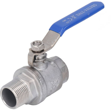 Vanne à bille, filetage intérieur/extérieur, acier inoxydable 3/4", excellente étanchéité, convient pour l'eau, l'huile, le gaz et autres applications. Vanne à bille NPT, filetage intérieur/extérieur,