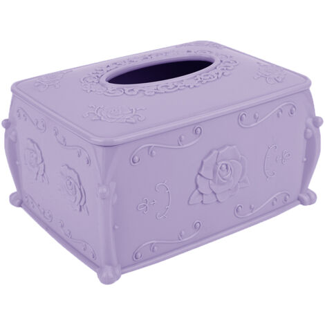 Boîte à mouchoirs en PP de style européen, violette, pour la décoration de la salle de bain et du salon.