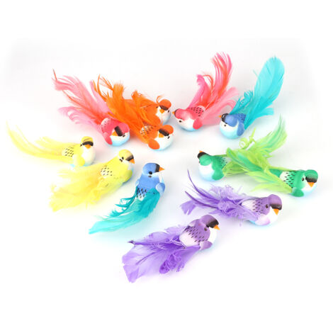Ensemble de 12 pièces d'ornements d'oiseaux en plumes artificielles exquises, convenant aux créations végétales et aux objets décoratifs pour la maison et le jardin. (1/5)