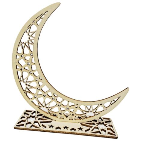 Décorations de Ramadan à faire soi-même : Artisanat et ornements en bois pour l’Aïd al-Fitr, adaptés aux décorations de fêtes musulmanes islamiques.