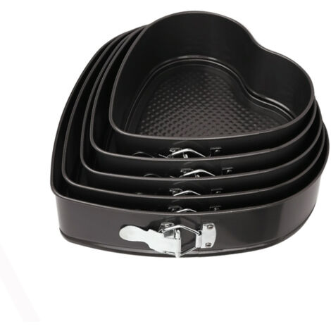 Moule à gâteau en forme de cœur (lot de 5 pièces, 0/22/24/26/28 cm) Moule à gâteau en forme de cœur avec fond amovible et fermeture à pression. (1/5)