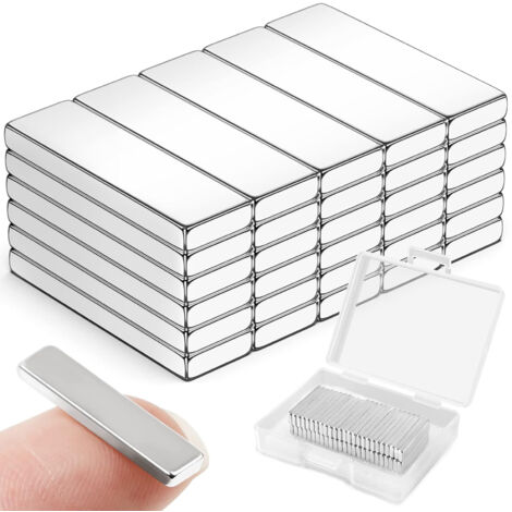 Lot de 30 aimants puissants, 20 x 5 x 2 mm, aimants en barre/carrés, aimants en terres rares, aimants puissants plats et fins, aimants pour réfrigérateur, petits aimants puissants, adaptés aux loisirs