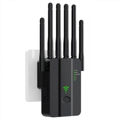 1 répéteur wifi 2.4ghz,300mbps,6 antennes,2 ports lan gigabit,wps one-touch,maison (1/3)