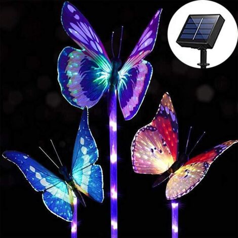 3 lampes papillon,chaîne lumineuse led,solaire,étanche ip65,jardin,pelouse,patio (1/4)