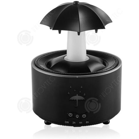 Humidificateur d'air - 300ml - Noir - 7 Lumières LED - Minuterie 3 Niveaux - Télécommande - 13,4x18,2cm
