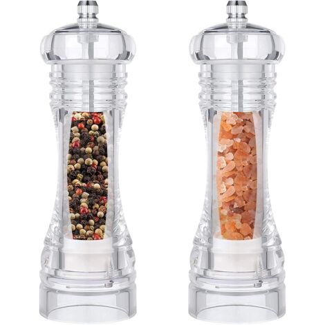 Cet ensemble de moulins à sel et à poivre comprend deux moulins en céramique réglables et une salière et une poivrière en acrylique transparent, parfait pour la cuisine, la salle à manger et les pique (1/5)
