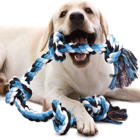 Un jouet en corde robuste et durable, conçu spécialement pour les chiens forts et de grande taille. D'une longueur de 90 cm et comportant 5 nœuds, il convient aux chiens qui aiment mâcher. Un jouet in (1/5)
