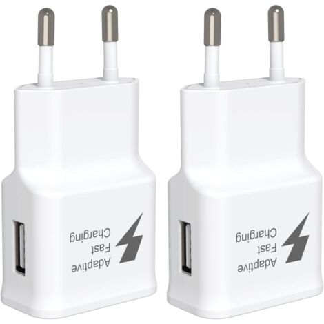 Chargeur Secteur USB 18W - Lot de 2 - Blanc - Charge Rapide Adaptative - Pour Smartphone Samsung Galaxy Et Tablette (1/5)