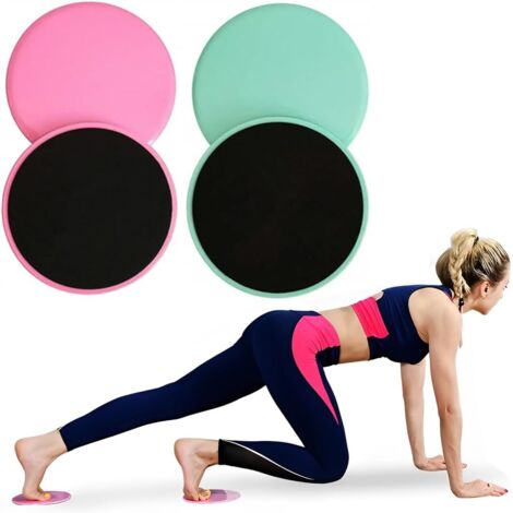 Disque De Glisse - 4 Pièces - ABS Et EVA - Double Face Pour Fitness - Maison Et Salle - Rose Et Vert (1/5)