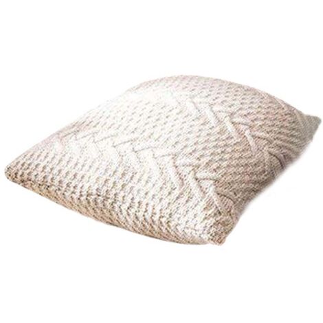 Housse de coussin décorative en tricot de coton, doublement torsadée et chaude, convient aux lits et canapés, 45,7 cm x 45,7 cm (taie d'oreiller incluse, beige) (1/5)
