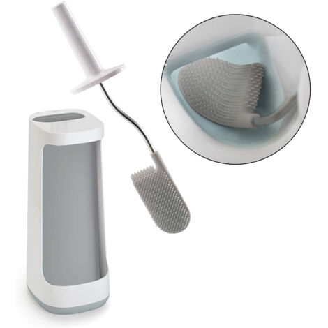 Brosse de toilette intelligente avec compartiment de rangement - blanc/gris