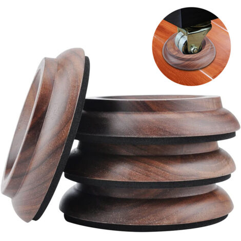 Ensemble de patins de roulettes en bois massif pour piano droit (4 pièces), véritables protections pour pieds de meubles en noyer. (1/5)