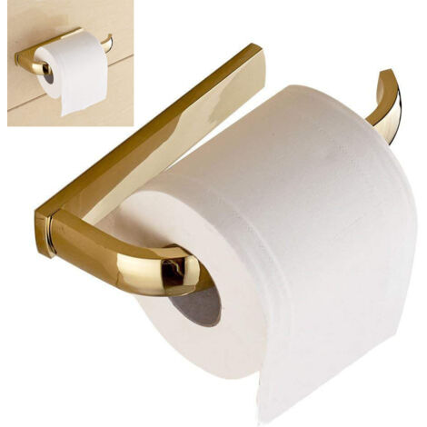 Porte-papier toilette semi-ouvert, fixation murale en laiton, porte-papier toilette pratique à un seul poteau, finition dorée. (1/5)