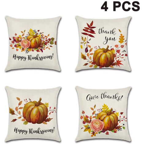 Housses de coussin décoratives sur le thème de l'automne, 4545cm, lot de 4. Housses de coussin décoratives de style champêtre sur le thème de la citrouille, convenant aux canapés, bancs et à la décor
