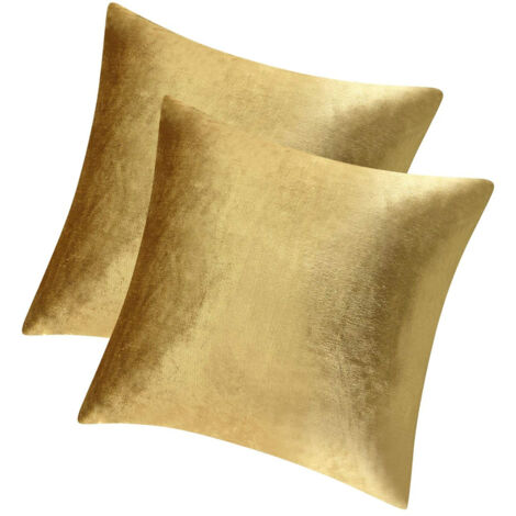 Taies d'oreiller décoratives bordées de velours pour canapés-lits, lot de 2 housses de coussin douces (dorées, lot de 2). (1/5)