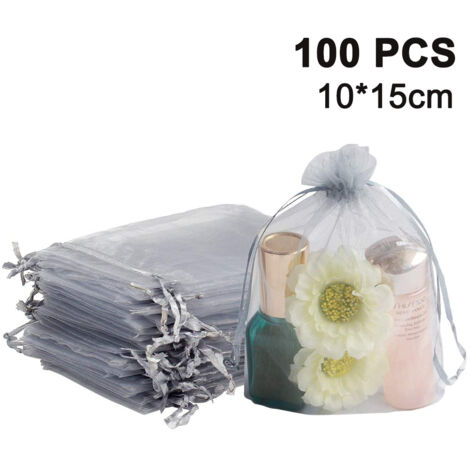 100 pochettes à bijoux transparentes à cordon, idéales pour les mariages, les fêtes, Noël et autres occasions, pouvant servir de cadeaux ou de petits présents. (1/5)