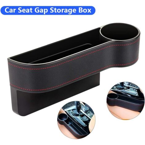 Boîte de rangement pour l'espace entre le siège auto et le porte-gobelet, sac de rangement latéral rembourré en cuir PU de qualité supérieure pour la console centrale, adapté aux accessoires intérieur (1/5)