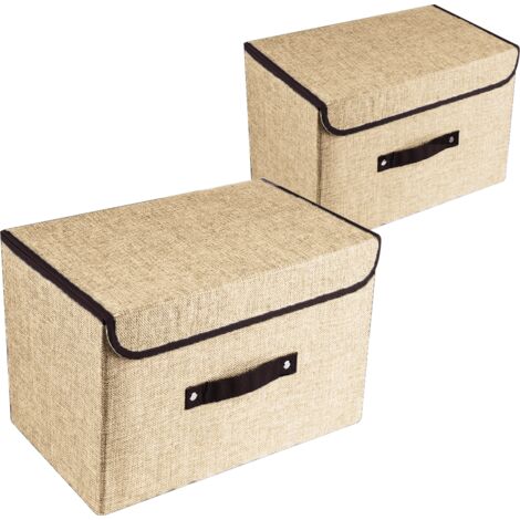 Ensemble de deux grandes boîtes de rangement avec couvercles et poignées, organisateurs de rangement pliables pour le linge de maison avec séparateurs amovibles, adaptés aux placards de chambre à couc