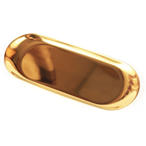Plateau en acier inoxydable pour serviettes, rangement, assiettes, plateaux à thé, plateaux à fruits, présentoirs pour cosmétiques et bijoux, forme ovale. (1/5)