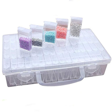 Cet organisateur à 64 compartiments pour broderie diamant est robuste et durable. Il peut servir de boîte à outils, de boîte à bijoux, de boîte de rangement pour la peinture diamant et convient égalem (1/5)