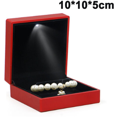 Boîte à bagues LED, élégante boîte à bijoux lumineuse LED pour ranger et présenter vos bagues (format boîte à bracelets) (1/5)