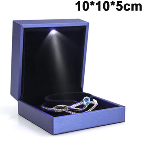 Boîte à bagues LED, élégante boîte à bijoux lumineuse LED pour ranger et présenter vos bagues (format boîte à bracelets) (1/5)