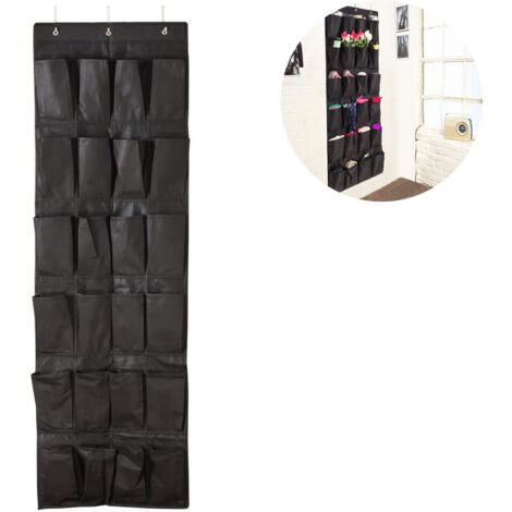 Sac de rangement pour chaussures/penderie suspendue à placer derrière la porte, avec 24 grands sacs en filet, sac de rangement en tissu non tissé. (1/5)
