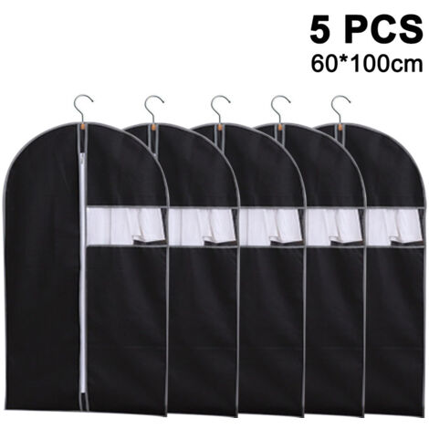 Ensemble de 5 housses de rangement suspendues pour vêtements, housse respirante pour costumes, avec fermeture éclair, housse de protection anti-poussière, convient aux vestes de costume, vestes, etc. (1/5)