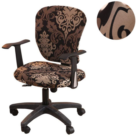 Housse de chaise pivotante universelle en polyester élastique lavable pour chaises de bureau d'ordinateur, housse uniquement. (1/5)