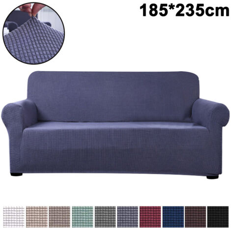 Housse de canapé élastique, protection pour meubles  housse de canapé douce avec base élastique  housse de canapé universelle en velours à carreaux, coloris uni. (1/5)