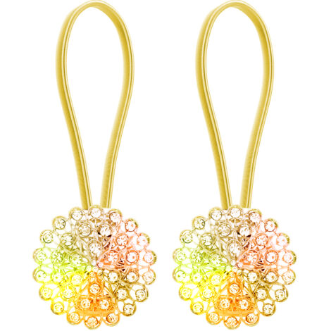2pcs Deux grandes pinces à rideaux magnétiques en forme de fleur de cristal avec cordon élastique, adaptées à la décoration de la maison et du bureau.