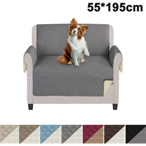 Housse de canapé imperméable double face avec bandes de mousse et sangles élastiques. Convient aux animaux de compagnie, aux enfants, aux chiens et aux chats. (1/5)
