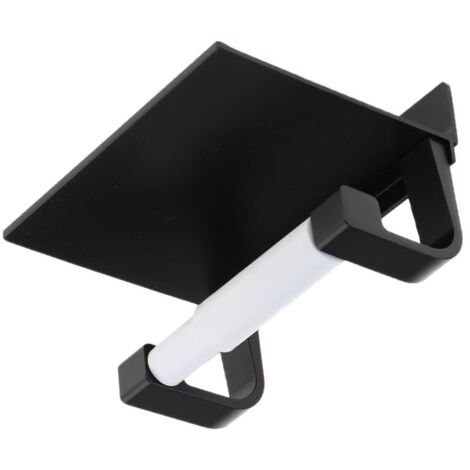 Porte-papier toilette sans perçage avec étagère, porte-papier toilette Braoses, acier inoxydable SUS304, auto-adhésif, fixation murale, convient aux cuisines et salles de bains, noir.