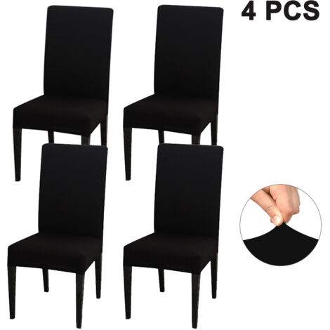Ensemble de 4 housses de chaises de salle à manger. Ajustement élastique, amovibles et lavables. Housses de chaises courtes convenant aux restaurants, hôtels, cérémonies, banquets, mariages et autres (1/5)