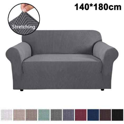 Housse de canapé élastique, protection pour meubles  housse de canapé douce avec base élastique  housse de canapé universelle en velours à carreaux, coloris uni. (1/5)