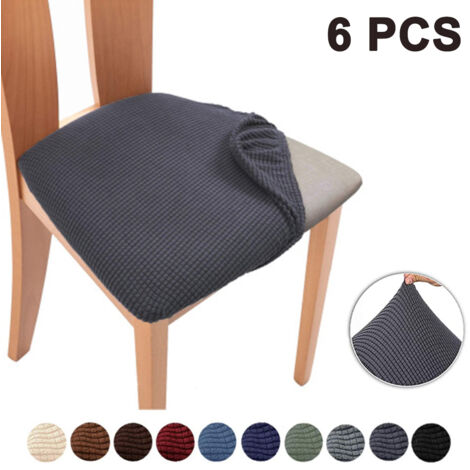 Ensemble de 6 housses de chaise élastiques en jacquard, amovibles, lavables et anti-poussière pour chaises de restaurant. (1/5)