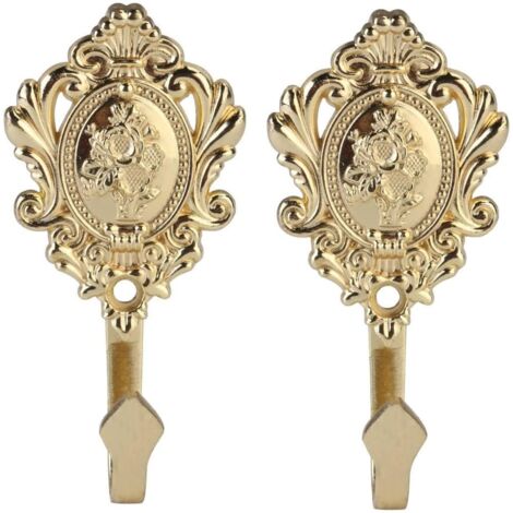 Crochets muraux, patères, crochets métalliques, crochets de salle de bain, crochets de cuisine, crochets de penderie, crochets style vintage (2 or) (1/5)