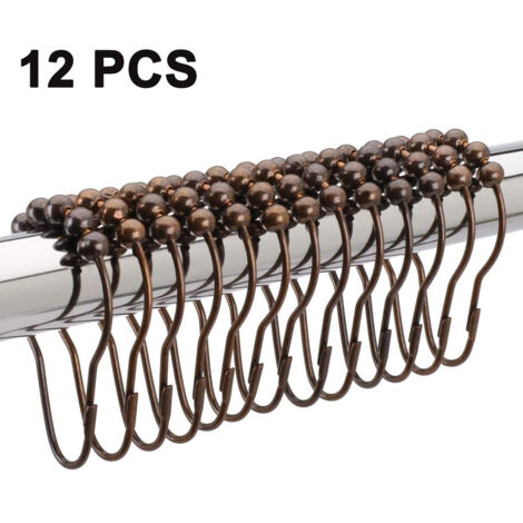 Anneaux de suspension pour rideau de douche, anneaux métalliques antirouille, adaptés aux barres de rideau de douche de salle de bain - Lot de 12 (1/5)