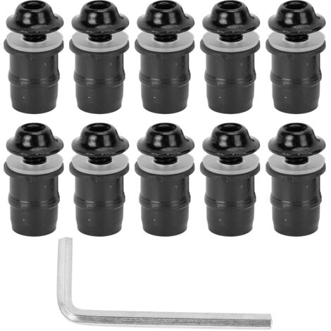Kit de 10 vis de pare-brise universelles M5x16 mm (0,6 po) pour moto, avec clé, noir (1/5)