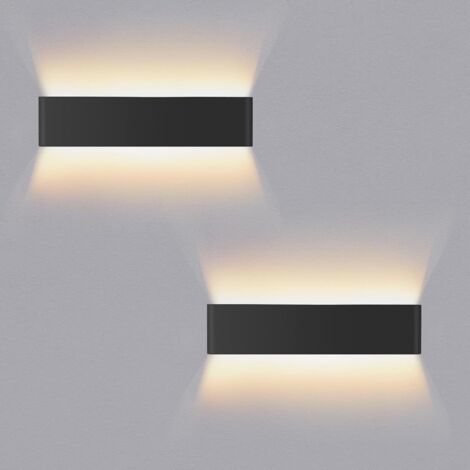Appliques murales d'intérieur - lot de deux - aluminium - éclairage LED 16 W (haut et bas) - idéales pour le salon, le couloir et la (1/5)