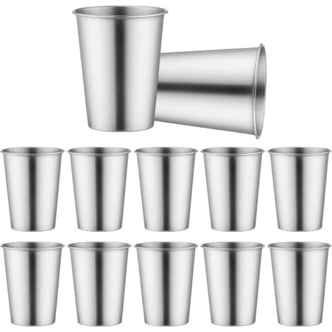 Gobelet Acier Inoxydable - Lot de 10 - SUS304 - Empilable - Camping Pique-nique - 350 ml Argent (1/5)