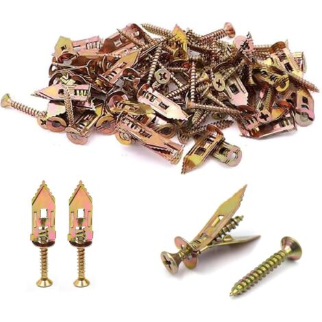 Cheville Placo - 50 Pièces - Acier - Autoforeuse Sans Perçage - Murs Cloisons Sèches - 12x30mm