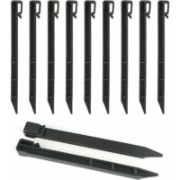 Lot de 12 piquets de bordure de jardin, 25 cm, en plastique robuste, pour bordures et lames de terrasse (noir)