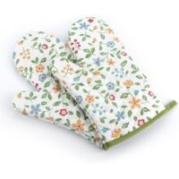 Gants de cuisine extrêmement résistants à la chaleur, antidérapants, à motifs floraux, isolants pour le four, pour griller, faire des barbecues et cuire au four (1 paire)
